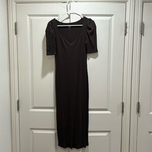 Gap Midi Ribbed Brown Knit Dress